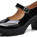 DADAWEN Women's Chunky Low Block Heels Mary Jane Closed Toe Work Pumps Comfortable Round Toe Oxfords Dress Wedding Shoes Npo Size