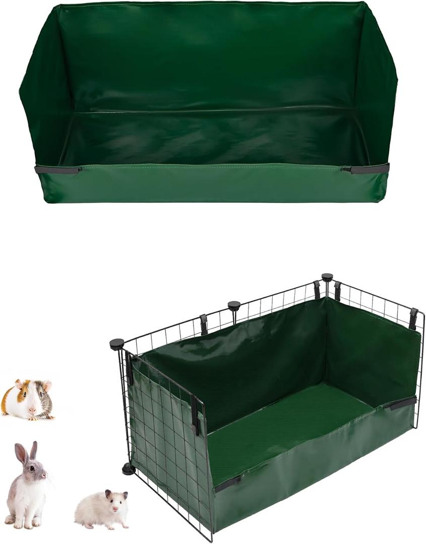 Guinea Pig Cage Liner, Litter Box & Hay Feedder for Guinea Pig Rabbits Hamsters Hedgehogs Ferrets and Other Small Animals. for 28"x13" Area, Green