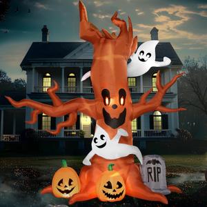 Joiedomi 8 FT Halloween Inflatable Scary Tree with Ghost Decorations, Pumpkin and Tombstone, Blow Up Inflatables with Build-in LEDs for Halloween Party Indoor, Outdoor, Yard, Garden, Lawn Decorations