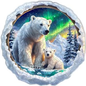 Wooden Puzzles for Adults Polar Bear Family 190pcs M | Unique Shape Wood Puzzle, Gifts for Friends and Family, Wall Art Home Decor 11.4 * 11.3in, Medium