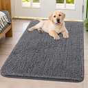Smiry Dog Door Mat for Muddy Paws 40x32, Absorbs Moisture and Dirt Doormat, Non-Slip Washable Quick Dry Chenille Front Door Mat Indoor Entrance, Entryway Carpet for Inside Floor, Dark Grey