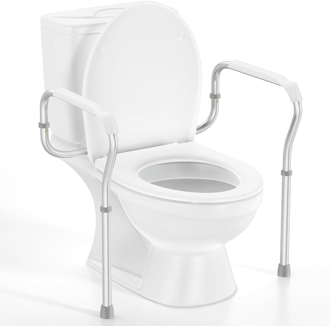 Toilet Safety Rail for Seniors with Easy Installation, Height Adjustable Toilet Safety Frame, Bathroom Assist Rail with Armrests, Bathroom Safety, 250 lb. Weight Capacity