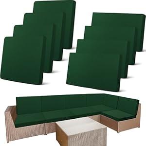 Newwiee 8 Pcs Patio Stretch Patio Sofa Cushion Covers Outdoor Cushion Cover Replacement for 4 Backrests and 4 Cushions Covers, Waterproof Couch Chair Seat Cover Furniture Protector (Dark Green)