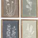 Heiple Framed Boho Wall Art Set of 4 Wooden Wall Art for Rustic Vintage Farmhouse Home Living Room Bedroom Bathroom Kitchen Wall Decor (Brown, 11"x14")