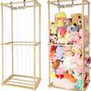 63 Large Stuffed Animal Storage for Children-Wood Plush Storage Organizer Shelf with Elastic Cord for Birthday Gift for Toddler Baby Kid, Play Room Decor Corner