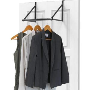 Simple Houseware Over The Door Clothes Hanging Rod, Black