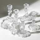4.33" Tall Glass Candlestick Set of 6 Clear Crystal Candle Holders for Glass Taper Holder Decor for Wedding Birthday Party Christmas