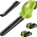 Leaf Blower Cordless with 2 Battery and Charger, 130MPH 180CFM High Speed Leaf Blower with 2 Tubes, 20V Electric Leaf Cleaner, Lightweight Handheld Blowers for Lawn Care, Patio, Garden, House, Depot