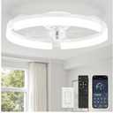LEDIARY 20" Ceiling Fans with Lights and Remote, Modern Low Profile Ceiling Fan, 3 CCT, Stepless Dimmable, Fandelier Flush Mount Fan Light, 6 Speeds, DC Motor, App & Remote Control for Bedroom(White)
