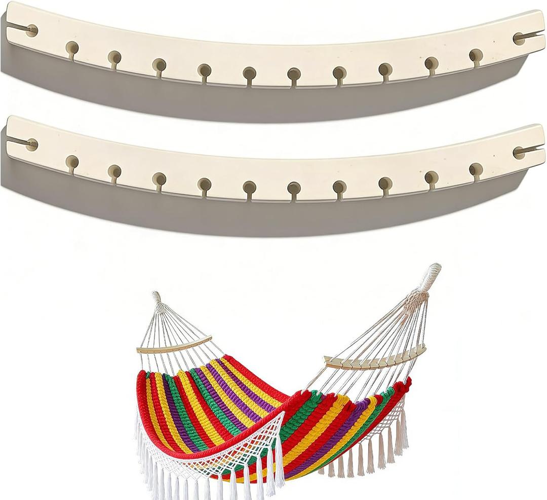 2 Pack Wooden Hammock Spreader Bar, Detachable Spreader Bar for Hanging Hammocks - Designed for a Flatter Surface, Perfect for Patio, Backyard, Camping & Porch