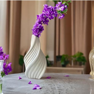 Rustic Minimalistic 1 Piece White Ceramic Vase - Pampas Grass - Home - Bathroom, Farmhouse, Boho, Flower Vase, Coffee Table, Kitchen, Wedding Centerpiece (Small Twist)
