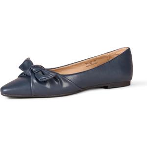 Amazon Essentials Women's Pointed Toe Bow Ballet Flats, Navy, 13