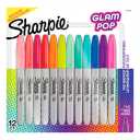 Sharpie Permanent Markers, Fine Point, Assorted Glam Pop Colors, Pack of 12