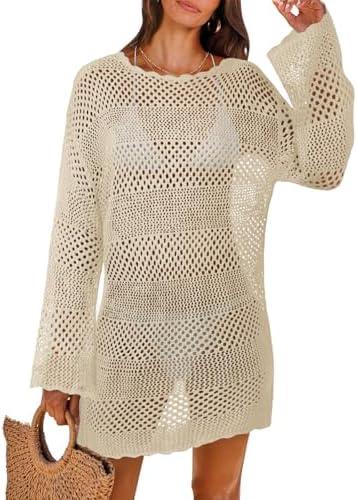 MixShe Beach Vacation Clothes for Women 2025 Fashion Cover up Summer Dresses Crochet Swim Suits Womens Bathing Outfits L