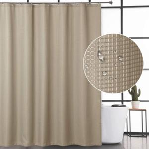 CAROMIO Waffle Fabric Shower Curtain, Hotel Quality Waffle Weave Fabric Shower Curtains for Bathroom with Metal Grommets, Taupe, 72x72 Inch (72"W x 72"L (Pack of 1), Plaza Taupe)