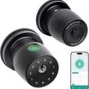 IRONZON Fingerprint Door Knob for Bedroom - 291Y 4-in-1 Keyless Bedroom Door Knob Smart Door Lock with App, One-tap Privacy Mode Setup, Auto-Lock Easy to Install - Matte Black