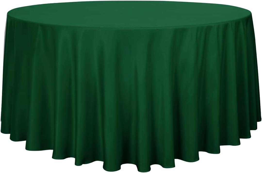 Sancua Round Tablecloth - 120 Inch - Water Resistant Spill Proof Washable Polyester Table Cloth Decorative Fabric Table Cover for Dining Tables, Buffet Parties and Camping, Hunter Green