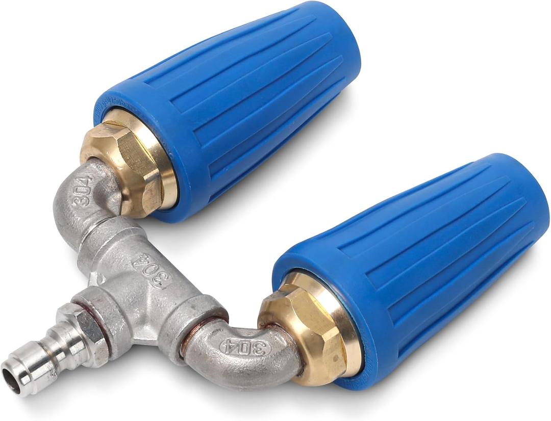 Dual Turbo Nozzle for Pressure Washer, 360 Rotating Twin Turbo Nozzle, 1/4" Quick Connect, 2.5 Orifice, 46 GPM, 4000 PSI