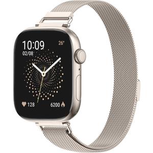 14MM Ultra-Slim Milanese Loop for Apple Watch Band for Women Metal Mesh Strap Strong Magnetic Lock, Breathable WristBand for iWatch 42mm(Series 3 2 1) 44mm 45mm 46mm 49mm, Starlight