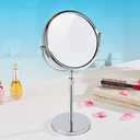 Nicesail 19 Inch Tall Makeup Mirror with 10X Magnification, Make up Mirror 8 Inch Double-Sided, Table Mirror with Pedestal for Shaving, Standing Mirror Height Adjustable Chrome Finish (8 Inch, 10X)