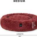 Nicole Miller NEW YORK PET Ellie Fuzzy Solid Donut Pet Bed, Plush, Cozy & Calming, Non-Slip Bottom, 100% Machine Washable, Burgundy Rose, Medium 28"x28"x7" Round