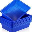 Hoteam 10 Pcs Flat Storage Organizer Tray Bin Paper Tray for Classroom Plastic Stackable File Organizer for School Office Teacher Book Organization(Blue,13.78 x 9.84 x 3.15 Inch)