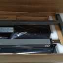 Vaunn Medical Pneumatic Adjustable Overbed Bedside Table with Wheels (Hospital and Home Use) (Black)