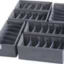 Coorganisers 4 Pack Woven-Fabric Dresser Drawer Organizers, Cells for Clothing & Baby, Bedroom Storage Drawers