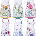 Bencailor 6 Pcs Spring Kitchen Aprons with Pockets Flower Rooster Bee Butterfly Sunflower Summer Aprons Bulk for Women (Multicolored, Spring Floral)