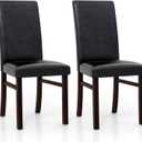 Upholstered Dining Chairs Set of 2 with Solid Rubber Wood Legs