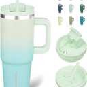 BJPKPK Insulated Tumblers With Handle And Straw 30 oz Stainless Steel Tumbler Cups With Lid,Mint