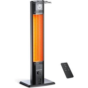 42 INCH Outdoor Patio Heater, 9 Heat Levels & 9 Hour Timer, 1500W, 1S Instant Heat, Infrared Heater with Child Safety Lock, IP65 Waterproof, Tip-Over for Outdoor Indoor Use, Black