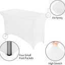 Peomeise 4FT Spandex Table Cover Rectangular Stretch Spandex Tablecloth (White,4FT)