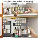 iSPECLE Pull Out Spice Rack - 2 Pack Peel and Stick No-Drill Vertical Spice Racks for Inside Cabinet Easy Access No Digging, Adjustable Height for 4oz to 8oz Spice Jars, For Kitchen Pantry Cabinet