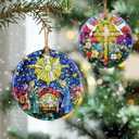 2 x Nativity Scene Ornament: Christmas Ornaments, Religious Christmas Decorations for Tree, Catholic Ornament & Christian Holiday Decor | Religious Gifts, Christian Gifts - Design A