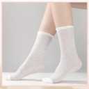 8 Pairs Women's Ruffle Socks, Cute White Thin Sheer Sock Cool Breathable Mesh, Cotton Knit Lettuce Trim Dress Ankle Socks, Casual Summer Frilly Sock for Women Girls (White)