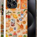 Compatible with iPhone 15 Pro Max, Anti-Scratch Frosted Case Cover,Orange Aesthetic Collage Fruit