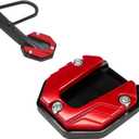 Motorcycle Kickstand Pad, Aluminium Alloy Kickstand Side Stand Extension Plate, Universal Motorcycle Support Accessory for Soft Ground, Grass, Gravel, Sand and Hot Pavement (Red)
