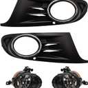 Fog Lights Fit For MK6 2010-2014 Golf Jetta TDI Sportwagen Chrome Black Bezel Kit (OE Style Clear Lens Bulbs, Bezels)