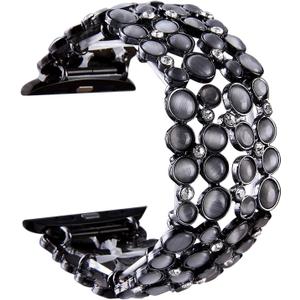 VIQIV Bling Bands Compatible with Apple Watch 38mm 40mm 41mm 42mm 44mm 45mm 49mm Iwatch Series SE 9/8/7/6/5/4/3/2 Ultra, Diamond Bracelet Metal Jewelry Wristband Strap for Women (Black)