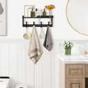 dreampossible Coat Rack Wall Mount with Shelf, Coat Hanger Wall Mount with Key Hooks and Mail Holder, Wood Entryway Floating Shelf with Hooks and Storage, Hat Rack for Wall Key Holder Mail Organizer