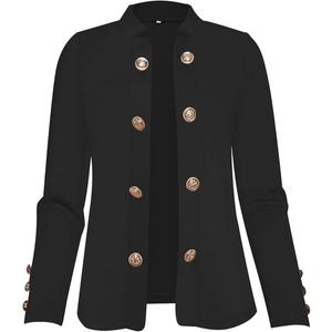 YINGLOP Womens Casual Oversized Jacket Gold Button Wear to Work Outerwear Double Button Open Front Blazer Black 2XL YINGLOP Womens Casual Oversized Jacket Gold Button Wear to Work Outerwear Double Button Open Front Blazer Black 2XL