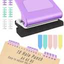 10 Hole Punch Binding Machine for Planners,Paper Puncher with Binder Rings,Punches Holes on B5,A4,A5 Paper,Metal Manual Binding System,Handheld Metal Circle Paper Puncher for Home Office Study,Purple