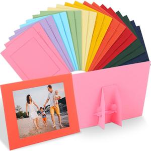 Maitys 100 Pcs Paper Picture Frames with Easel 4 x 6 Inch Cardboard Photo Frame Standing Kids Art Frame Photo Cards Bulk for DIY Crafts Collage Display Classroom Wedding (Multicolor)