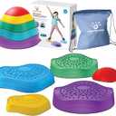 Kids Stepping Stones  5-Piece Balance and Coordination Obstacle Course Set with Non-Slip Silicone Bottoms for Indoor and Outdoor Active Play