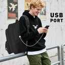 MOMUVO School Backpack for Teens Boys and Girls,15.6 Inch Laptop Backpack Unisex Bookbag with USB Charging Port Water-Resistant Schoolbag Casual Daypack-Black