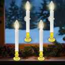 4 Pack Window Candles Battery Operated with Timer,Electric LED Candle Flameless with Gold Candle Holders&3v Ultra-Bright Led Bulbs,Christmas Window Candles for Christmas Holiday Decoration