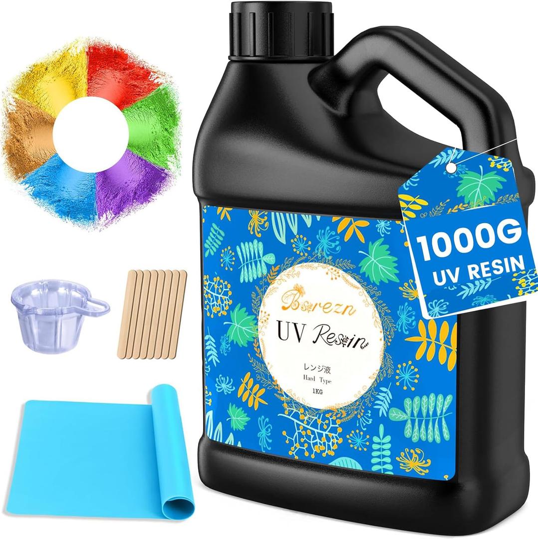 Bsrezn  UV Resin Hard, Crystal Clear Premixed Resin for Jewelry Making and Crafting (1000g)