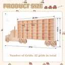 3D Wooden Toy Cars Display, Wall-Mounted for 42 Toy Cars, 1/64 Scale Model Car Organizer with Unique Patchwork Design, 82.7" H X 18.9" W X 12.6" D