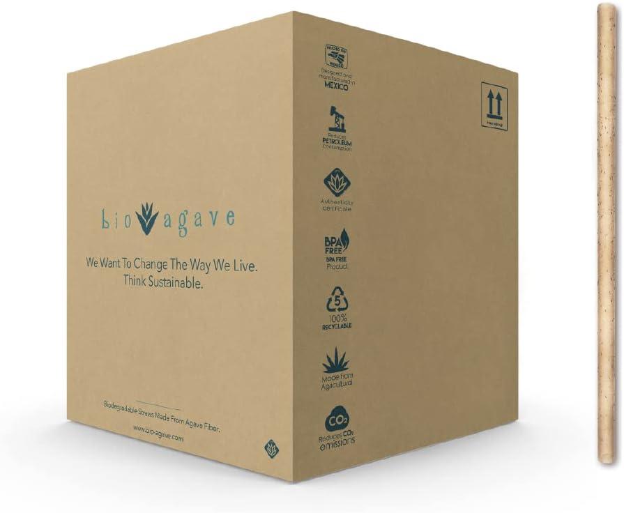 2400 Pcs Agave Fibers 8.25" Standard Straws - Biodegradable, Eco-Friendly, Reusable Drinking Straws